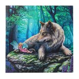 Tablou canvas cu led lup si zana Fairy Stories - Lisa Parker, 30x30cm